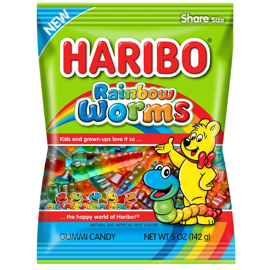 PEG HARIBO RAINBOW WORMS 5 OZ
