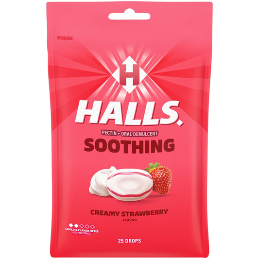 HALLS BAG CREAMY STRAWBERRY 6CT