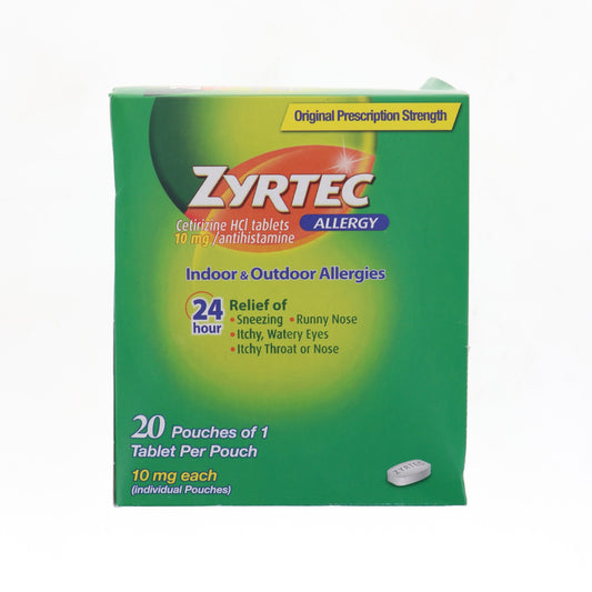 ZYRTEC ALLERGY BOX 20 CT