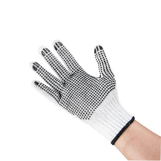 GLOVES (WHITE W/BLACK DOTS) 12CT
