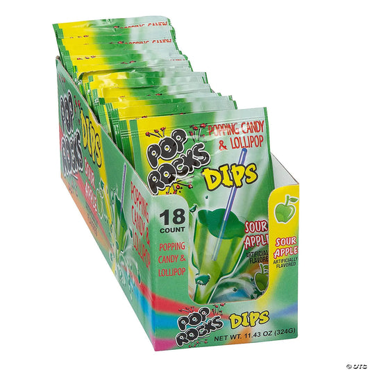 POP ROCKS DIPS SOUR APPLE 18 CT