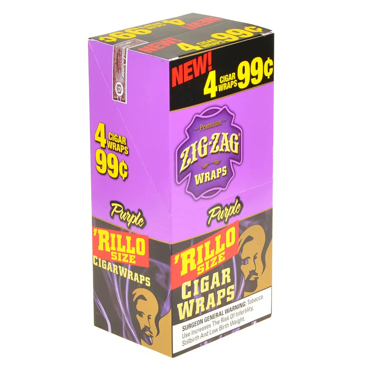 ZIG ZAG RILLOS 4PK PURPLE 15CT