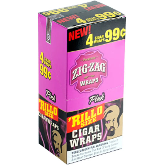 ZIG ZAG RILLOS 4PK PINK 15CT