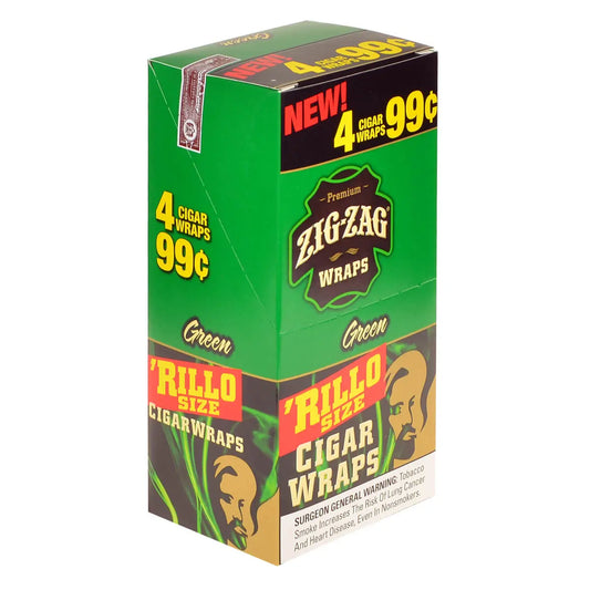 ZIG ZAG RILLOS 4PK GREEN 15CT
