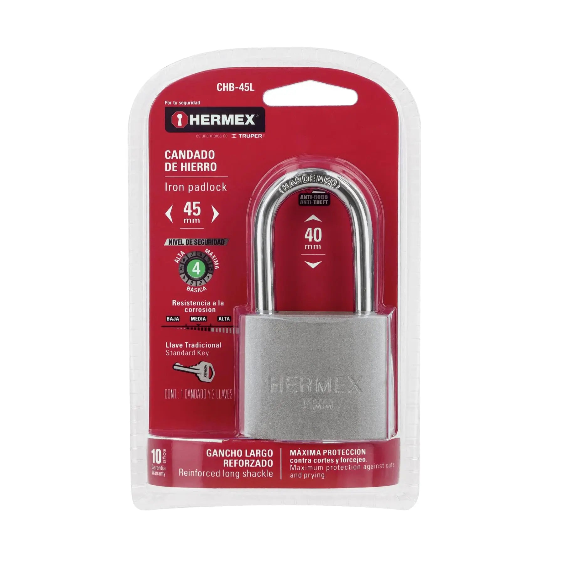 BLISTER PADLOCK 45 MM 6CT