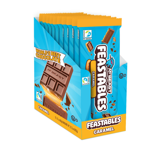 KS MR BEAST FEASTABLES CARAMEL CHOC BAR 24CT