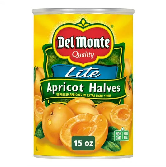 DEL MONTE APRICOT HALVES LIGHT 6/15 OZ