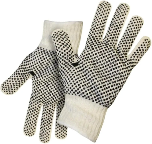 GLOVES CANVAS NATURAL W/BLACK DOTS 12CT
