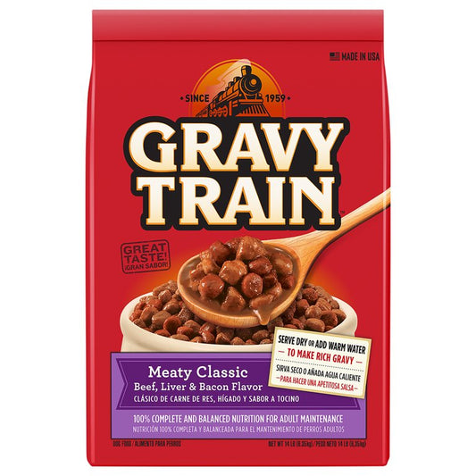 GRAVY TRAIN DOG FOOD BEEF, LIVER, BACON  4/4LB