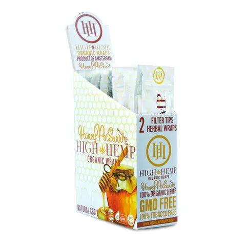 HIGH HEMP WRAPS HONEY TOBACCO FREE 25/2PKS