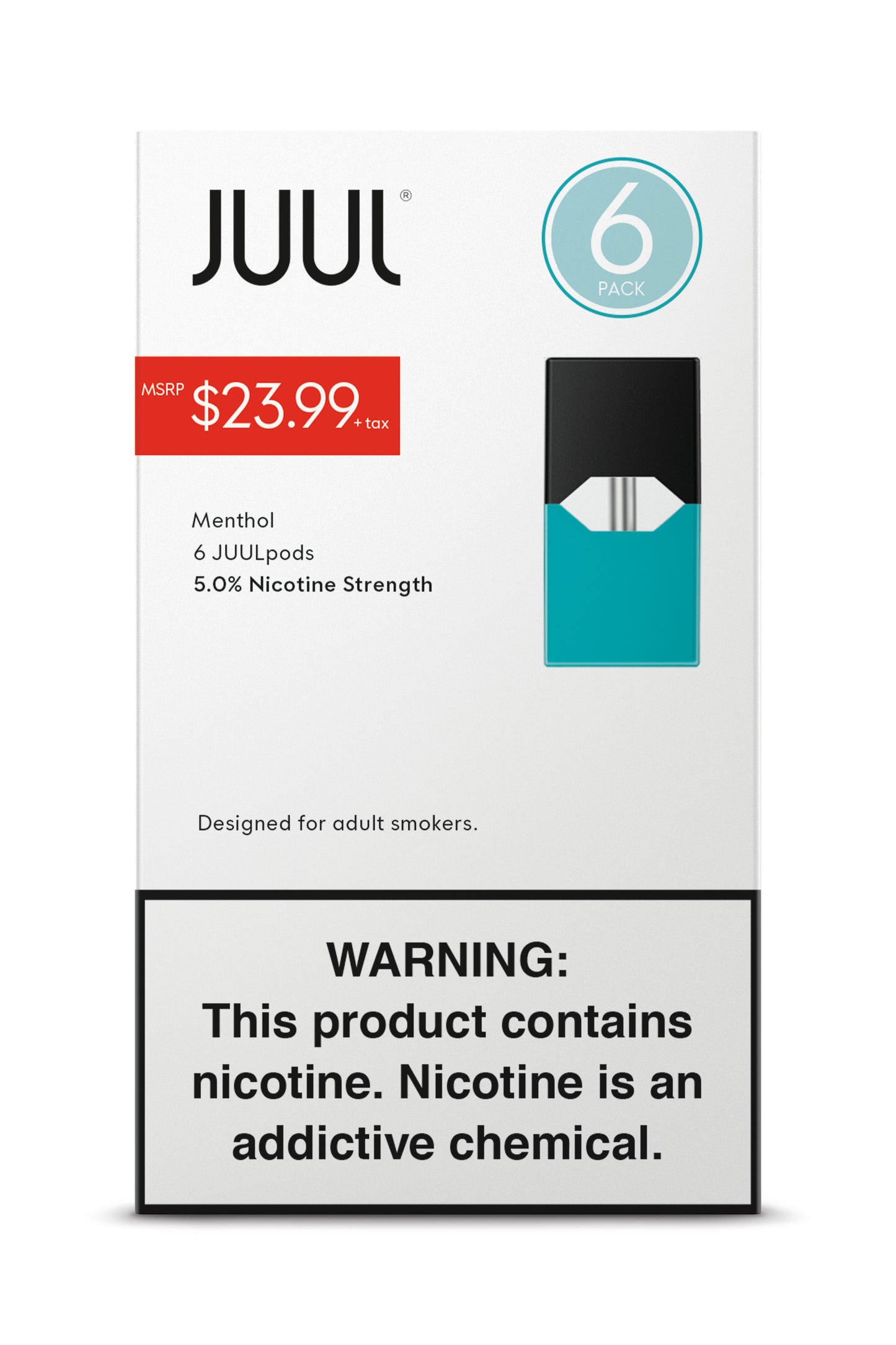 JUUL CARTRIDGES 6PKS PP23.99 MENTHOL 5%