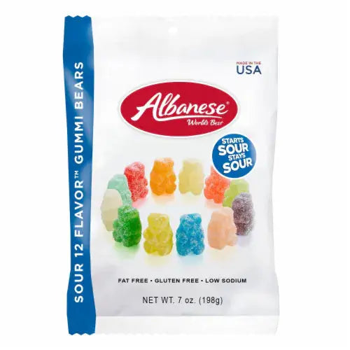 PEG ALBANESE SOUR GUMMI BEARS 6/7OZ