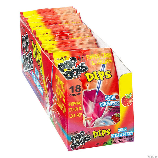 POP ROCKS DIPS SOUR STRAWB 18 CT