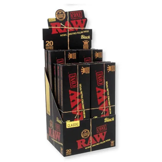 RAW CONES BLACK KS - 12/20CT