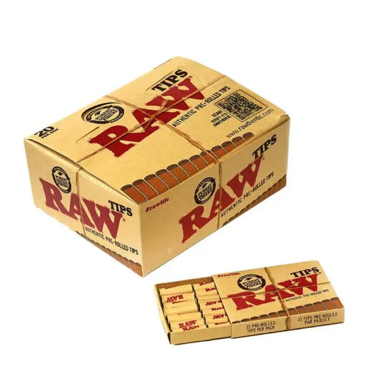 RAW PRE-ROLLED TIPS SLIM 21/PACK 20/DIS