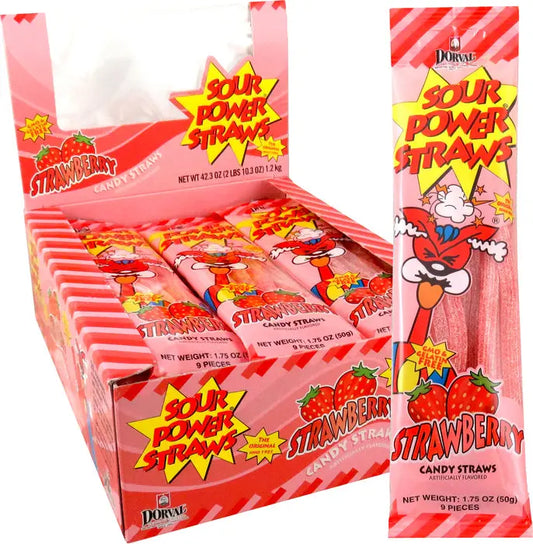SOUR POWER STRAWS STRAWBERRY 24CT