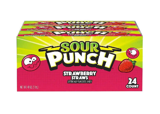 SOUR PUNCH STRAWS STRAWBERRY 24CT