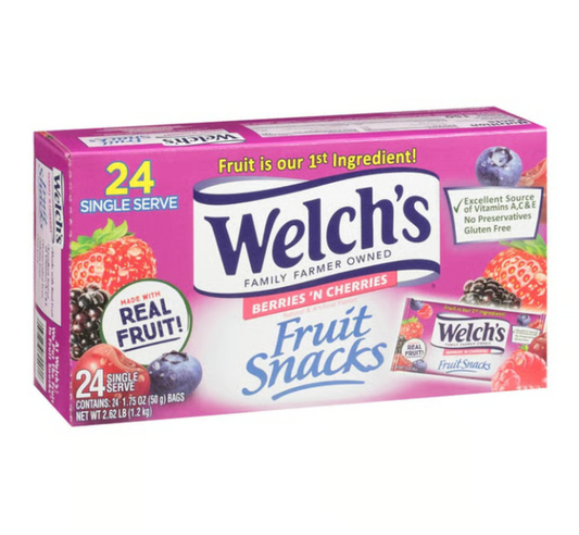 WELCH'S 3/99 BERRIES N' CHERRIES SNACKS 24CT