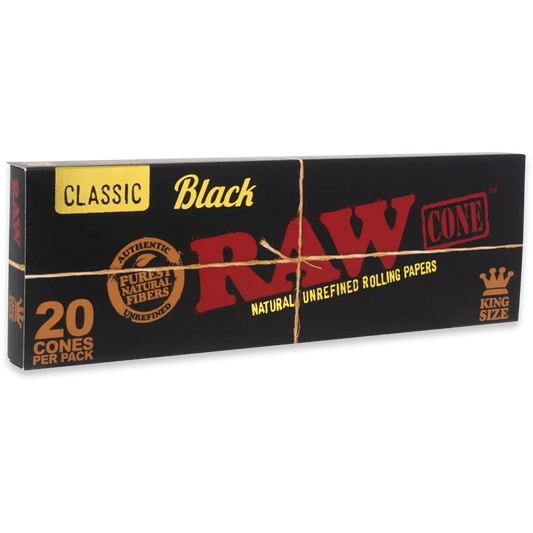 RAW CONES BLACK KING SIZE ORGANIC 12/20CT